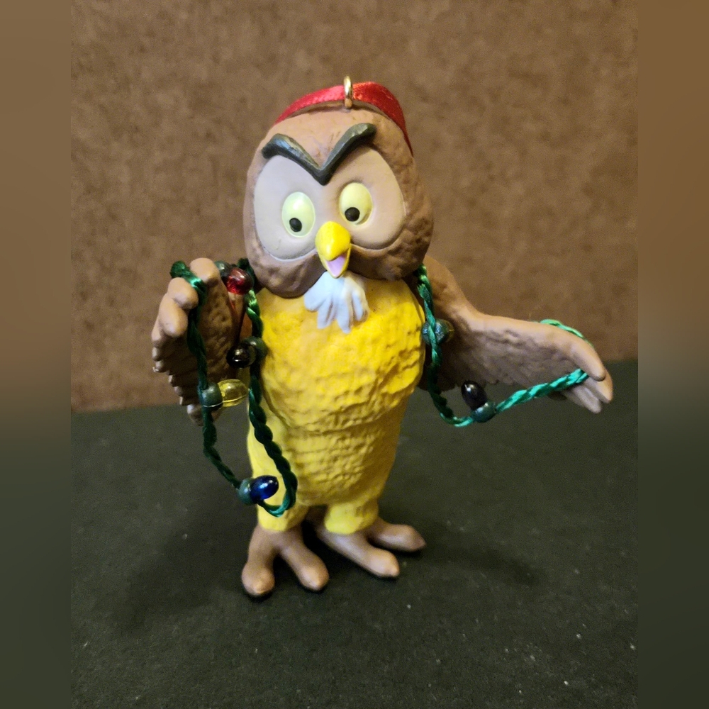 Vintage Disney Winnie the Pooh Owl Hallmark Keepsake Ornament Christmas Lights